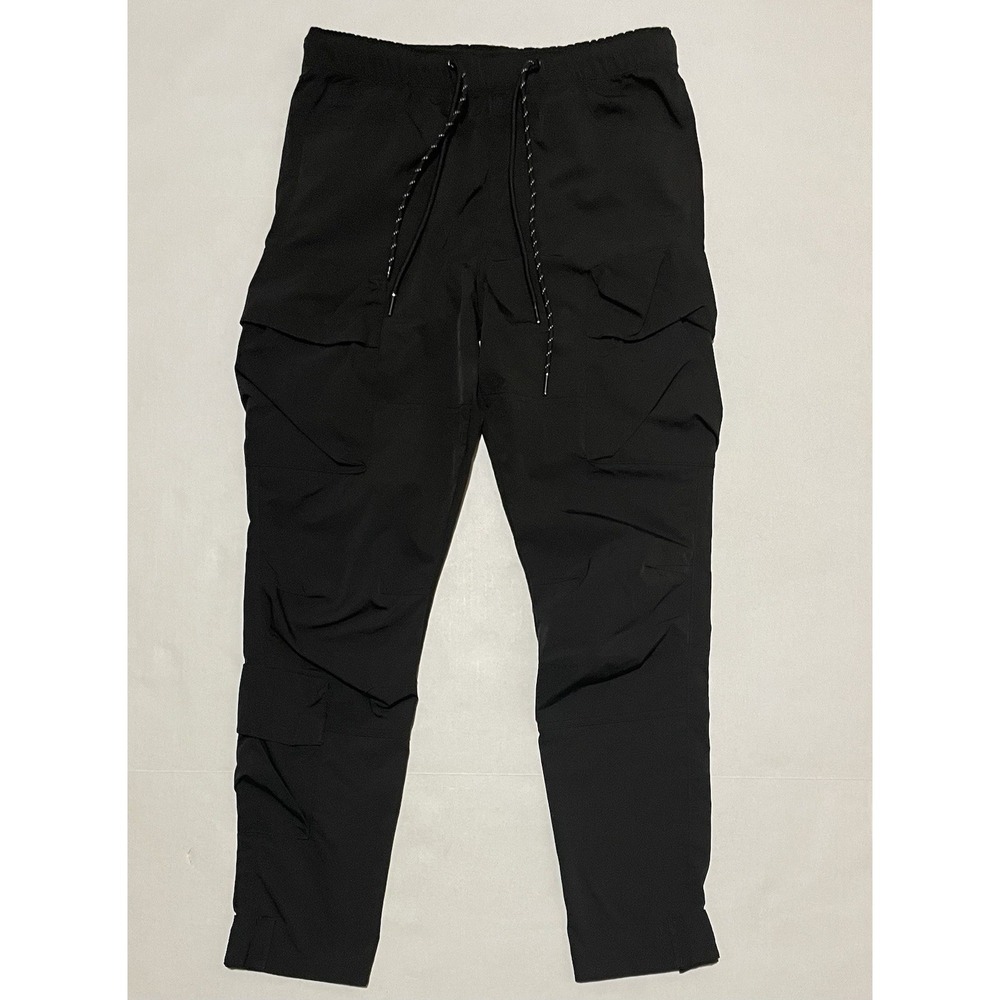 Smoke Rise Cargo Joggers Size Small Black Pockets Drawstring Ankle 28.5" Inseam
